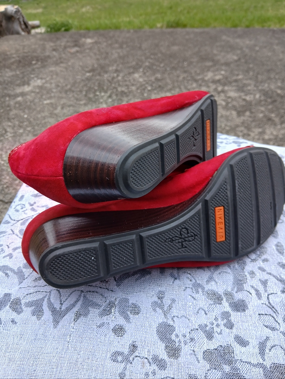 Nike-Cole Haan Red Suede & Patent Cap-Toe Ballet Flats - Picture 6 of 11